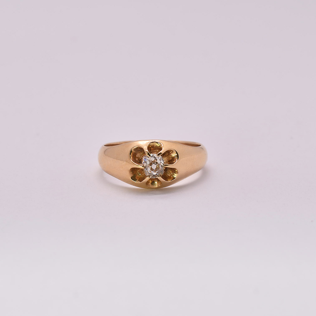 Modelo flor con engaste de diamante natural de 33" corte antiguo